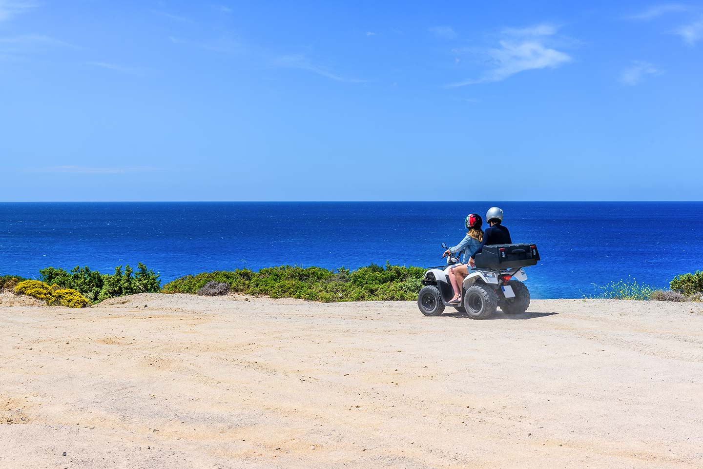 Getting around Milos ATV rental with sea view