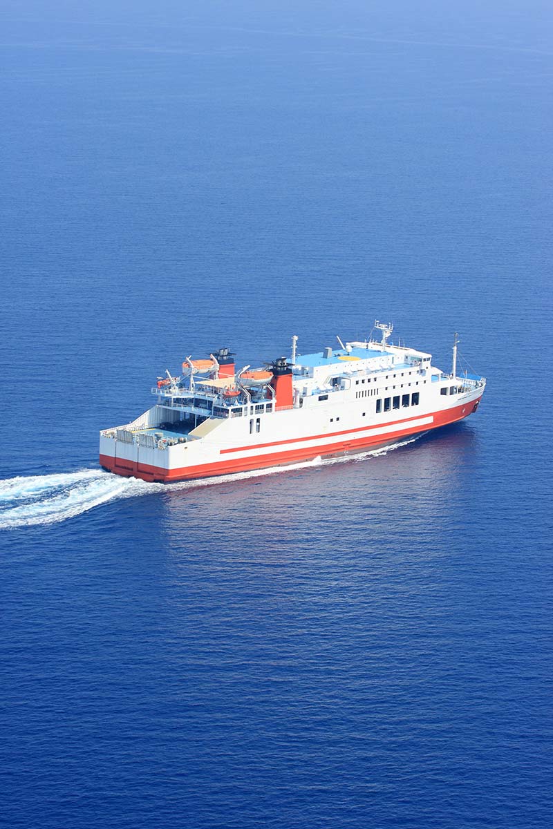 Greek ferry sailing across the Aegean Sea between islands